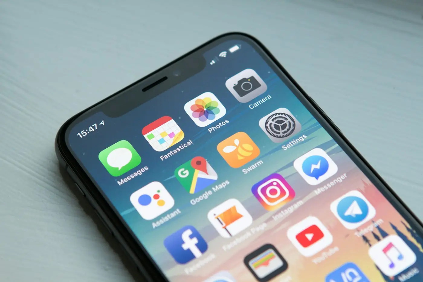 Smartphone showing Instagram, Facebook and other social media apps